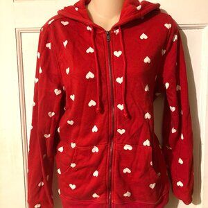 Style & Co Women's Red HEARTS Full Zip Hoodie/Sweatshirt ~ Sz M